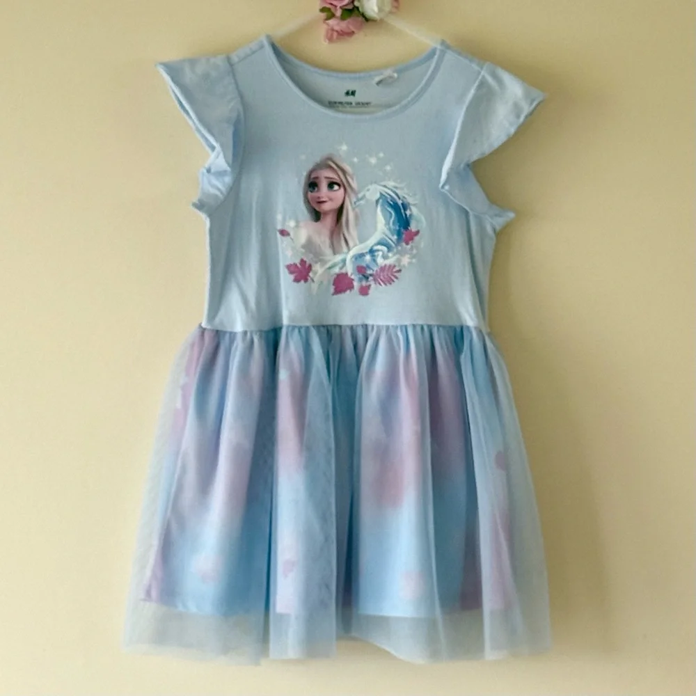H&M Toddler Girls' Frozen Elsa Light Blue Tulle Dress, Size 3-4yrs
